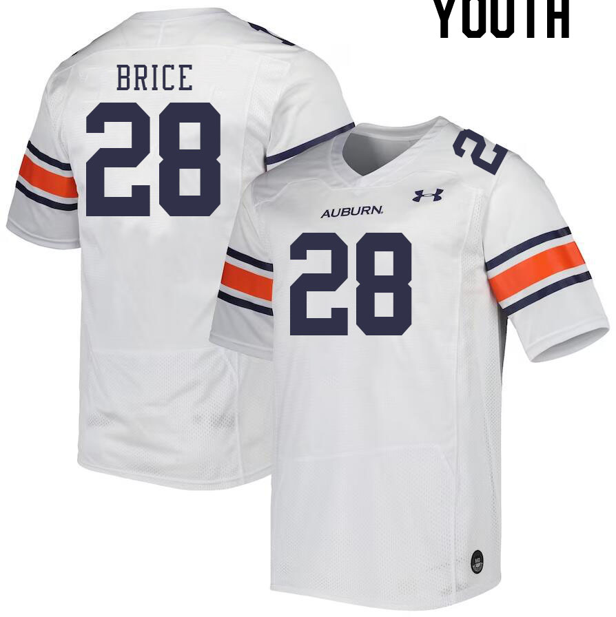 Youth #28 Hayden Brice Auburn Tigers College Football Jerseys Stitched-White